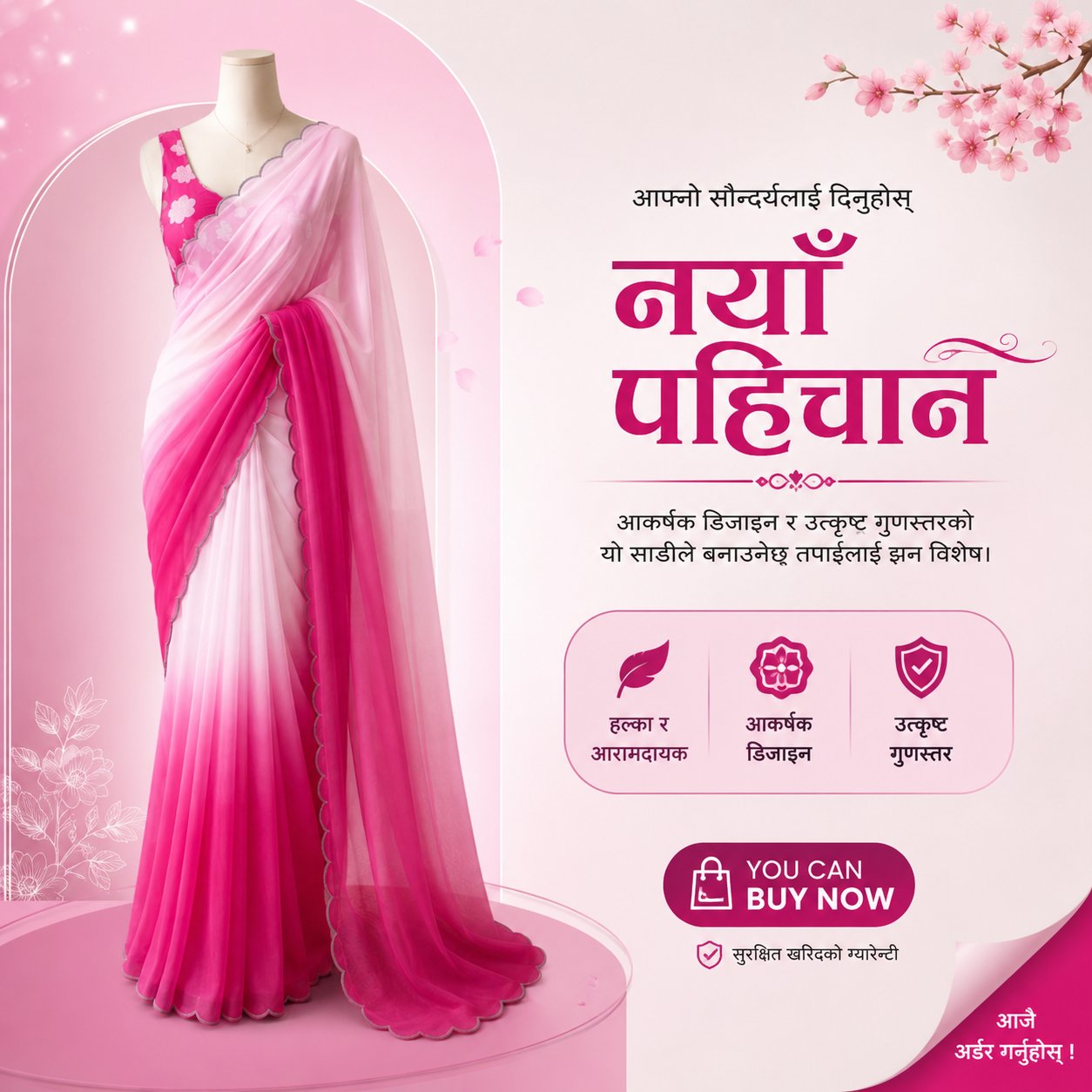 Elegant Ombre Saree – Pink - Photo 5
