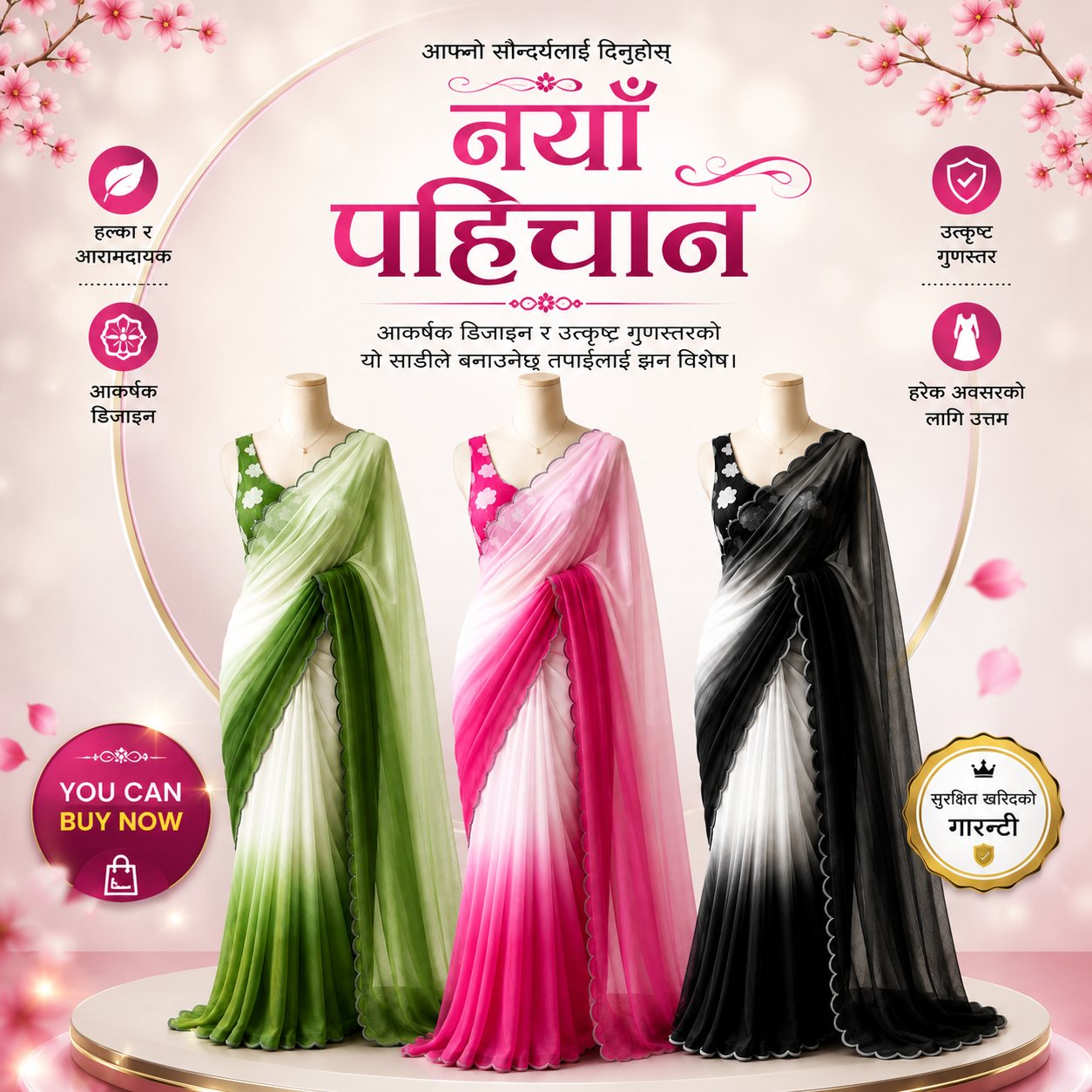 Elegant Ombre Saree – Pink