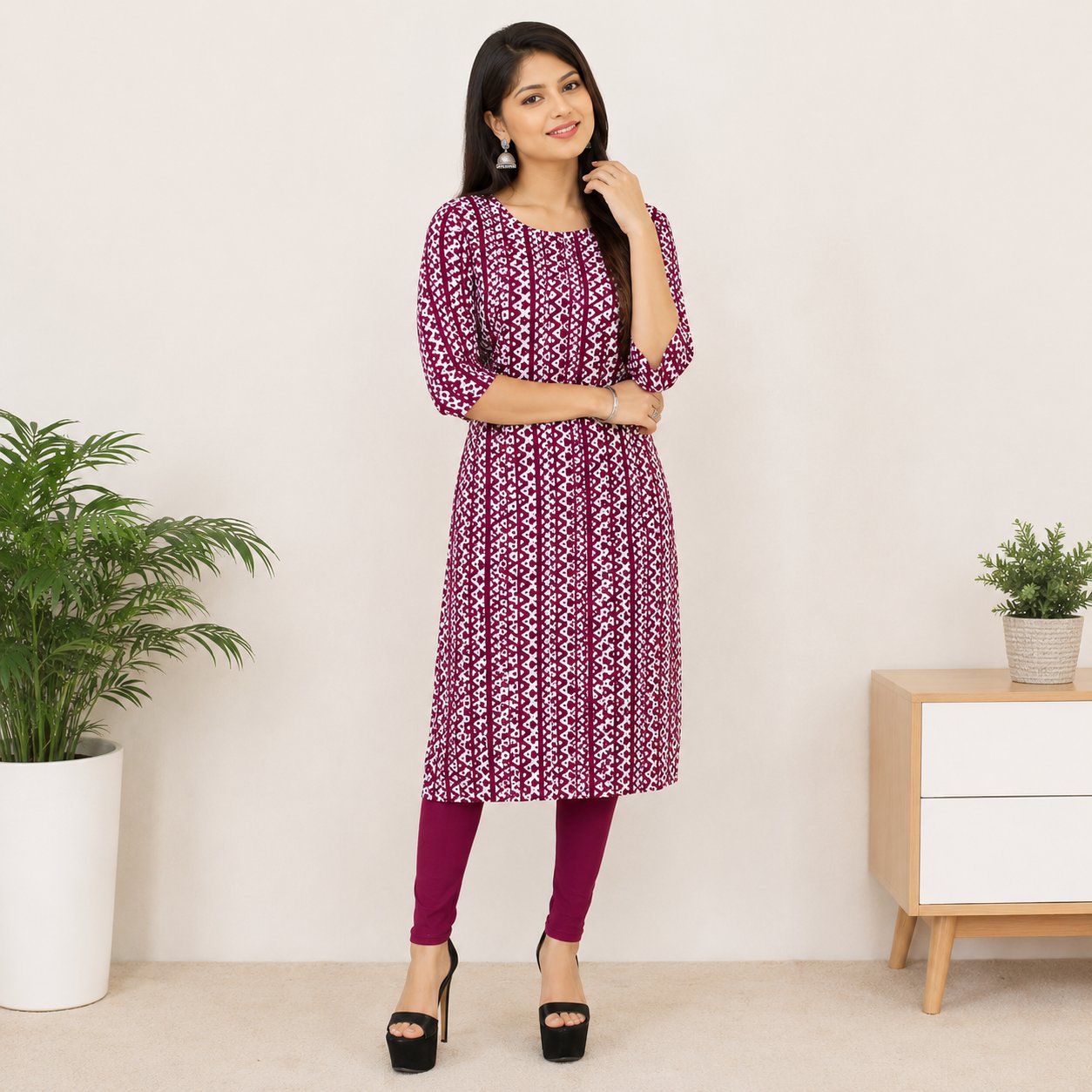 RaRa Brands Women’s Printed Kurti with Leggings – 3 Colours & S–3XL - Photo 3
