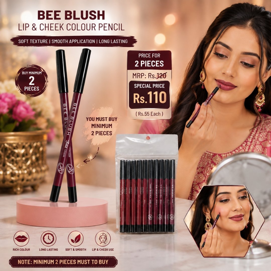 BEE BLUSH Lip & Cheek Colour Pencil – Smooth & Easy Makeup Colour 2pic
