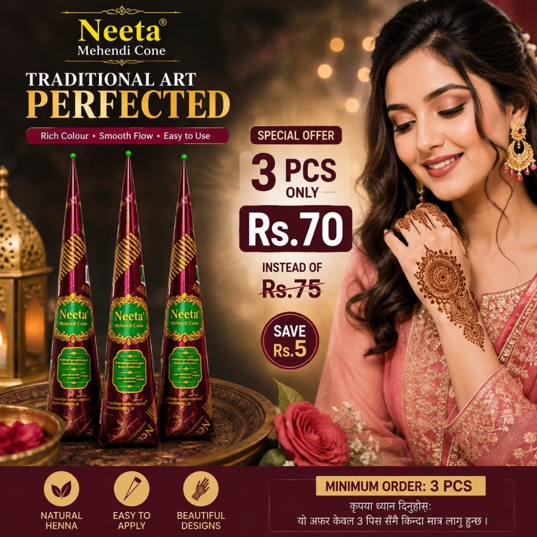 Neeta Mehendi Cone – Premium Dark Color Mehendi for Hands & Feet