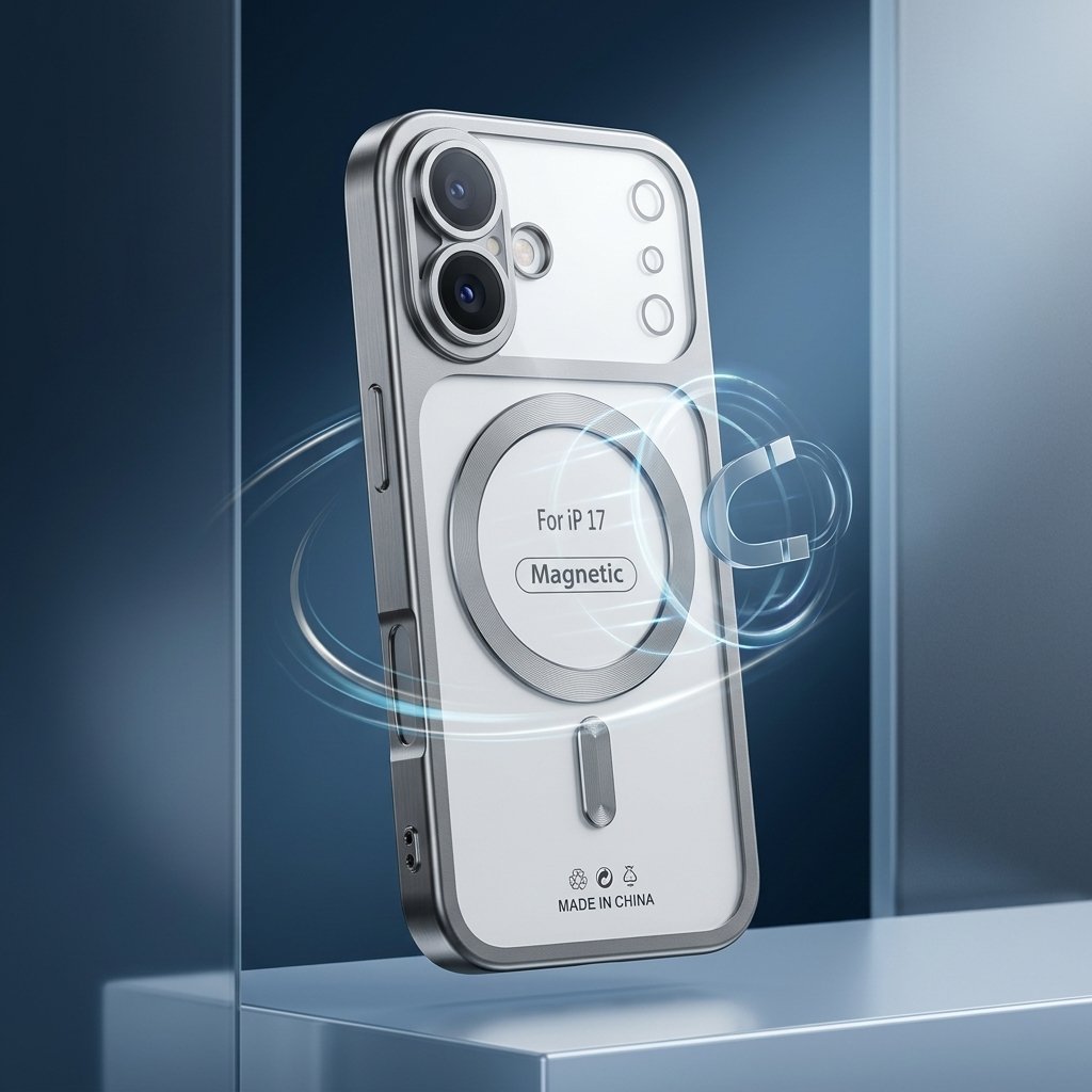 Luxury Silver Magnetic Case for iPhone 17
