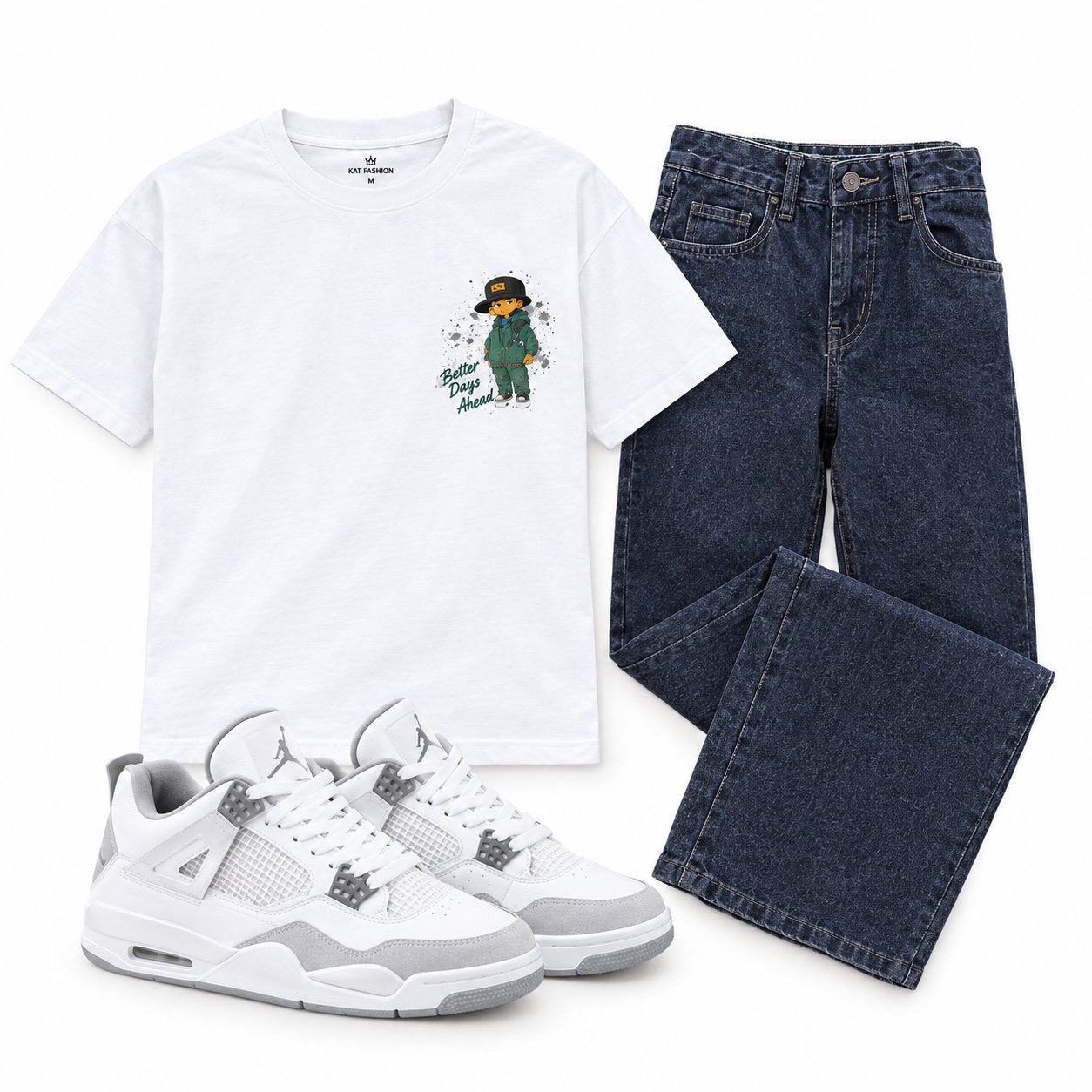 Boys Stylish T-Shirt, Jeans & Shoes Set - Photo 2