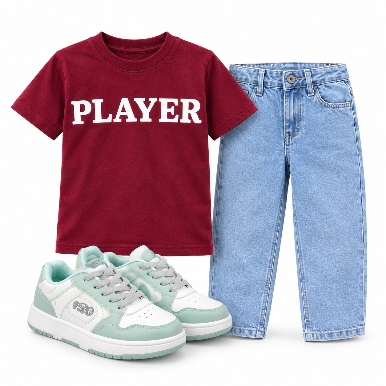 Boys Stylish T-Shirt, Jeans & Shoes Set - Photo 3