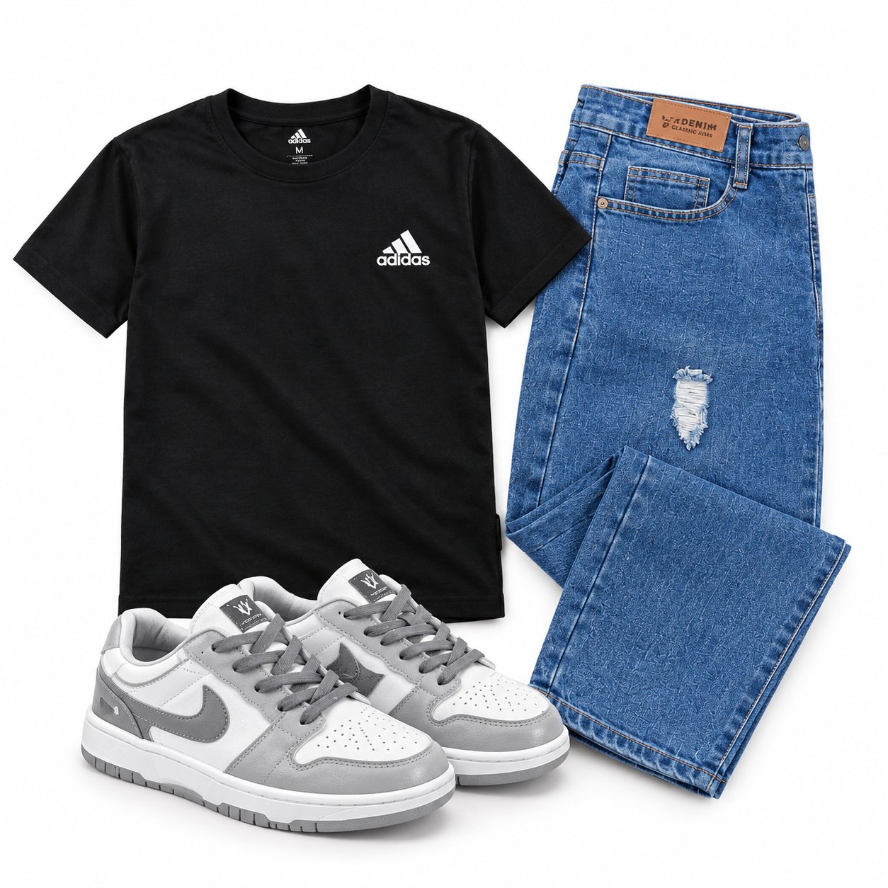 Boys Stylish T-Shirt, Jeans & Shoes Set - Photo 1
